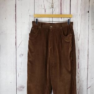 Nipon Studio Vintage Velour Pants Womens Size 12 Straight Leg Cotton Brown